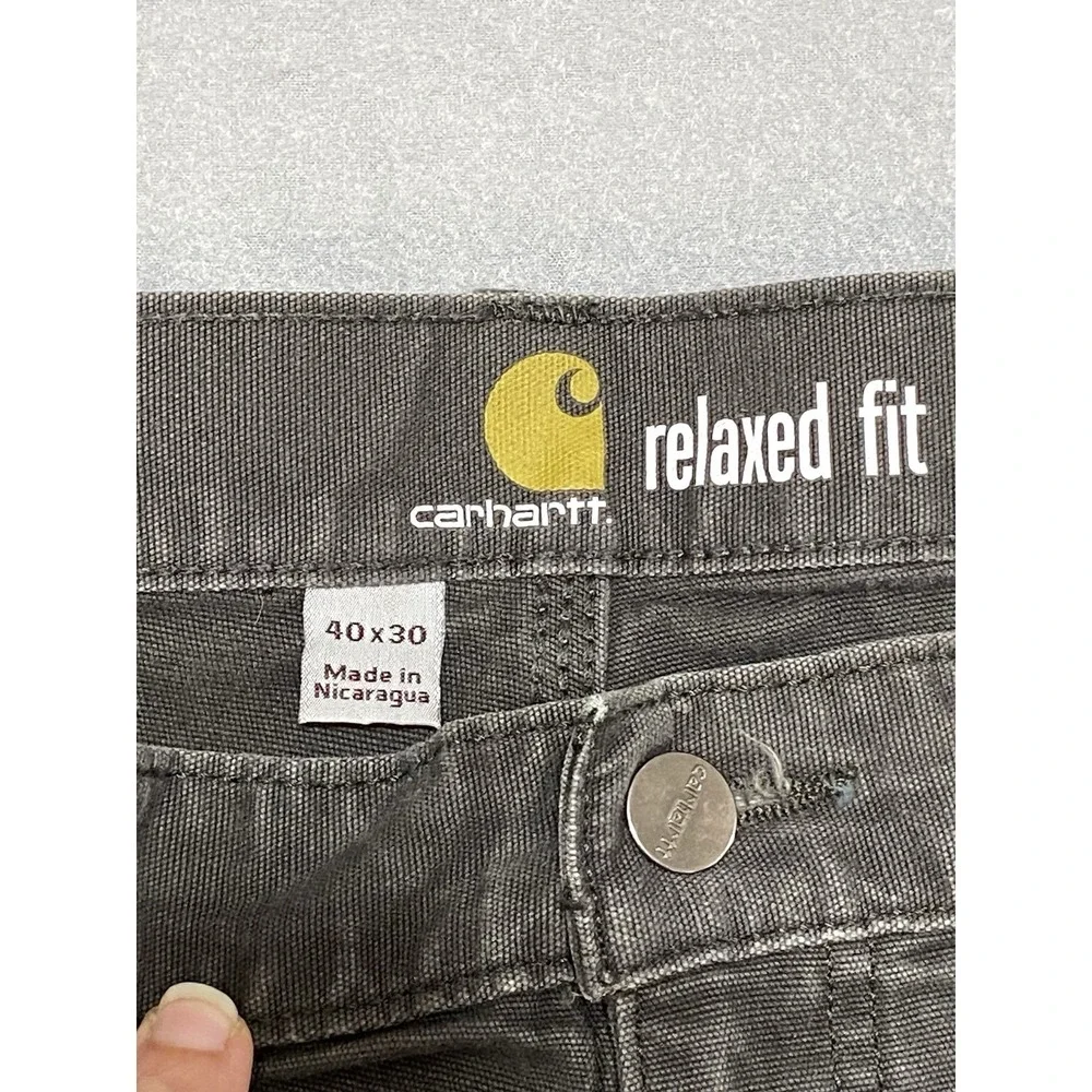 Carhartt Mens 40x30 Relaxed Fit Canvas Work Pants Shadow Grey 102291-306